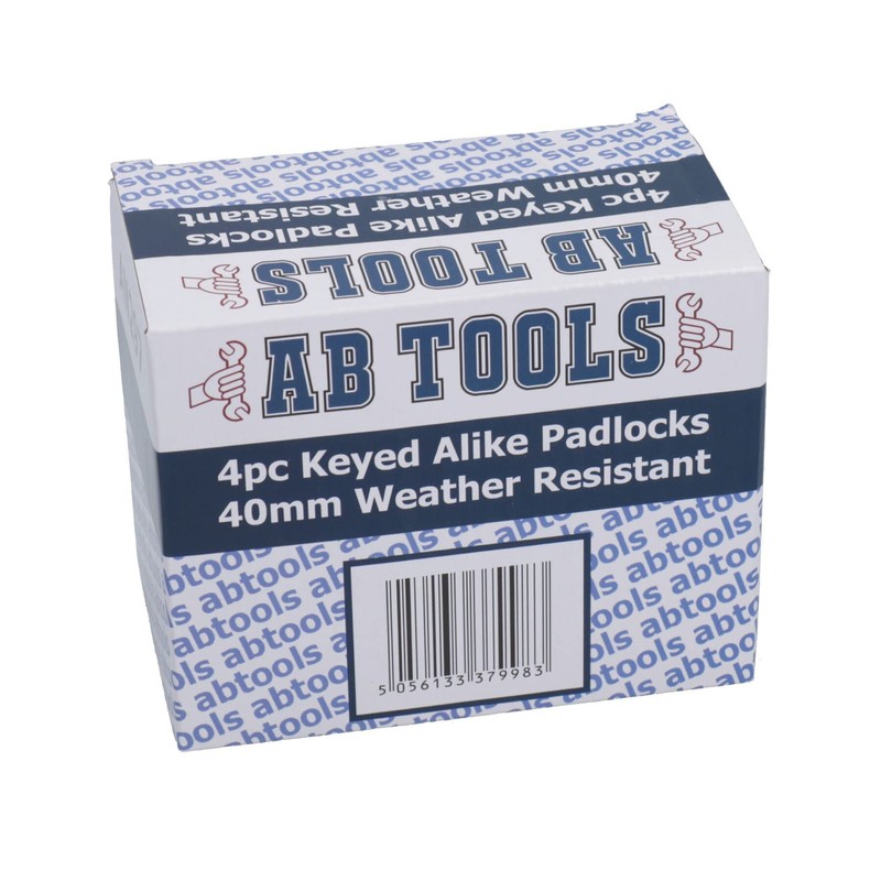 4 Keyed Alike 40mm Water Resistant Waterproof Padlocks 4 Locks