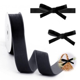 2.5cm Black Velvet Ribbon, 10 Yards Single Sided Vintage Velvet Ribbon