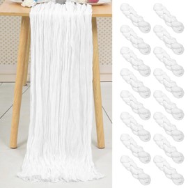 LOKUME 16 Pack 35 x 120 Inch White Cheesecloth Table Runner 10Ft Gauze Rustic Table Runner Cheese Cloth Table Runner Boho Decoration for Wedding Party Bridal Shower Thanksgiving Christmas Birthday