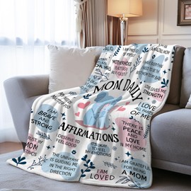 HEIFAM New Mom Gifts for Women Blanket, First Time Mom to Be Gift, Postpartum Gender Reveal Present for Mommy After Birth, New Pregnancy Gift, Daily Affirmations Mother Blanket, 60"X80"