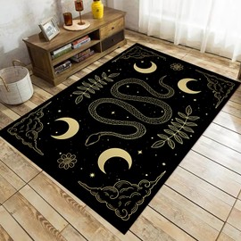 Osimiccp Snake Rug for Living Room,5'x7' Non Slip Gothic Rug for Bedroom,Black Cool Printed Moon Rug Home Decor
