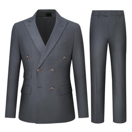 Cloudstyle Mens 2-Piece Suit Jacket Double-Breasted Suit Blazer Sport Coat and Pants Set