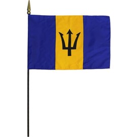 Barbados 8 in x 12 in World Flag on 20 inch Black Wooden Stick
