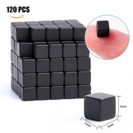 MIN CI Pack of 120 Strong Magnets, 5 x 5 x 5 mm, Mini Magnets, Small Blackboard Magnets, Black Neodymium Magnet, Small Magnets, Strong Magnets, Whiteboard, Fridge Magnets for Magnetic Board