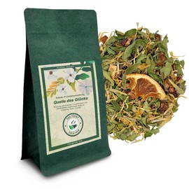 Source of Happiness, 4 x 100 g, Natural Herb/Fruit Tea Blend, Refreshing Blend of Herbs, Fruit Pieces and Petals, Zip Bag with Aroma Valve