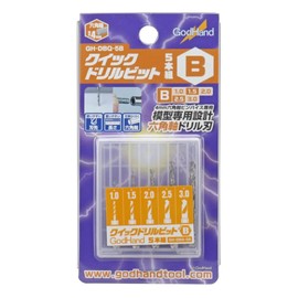 GodHand GH-DBQ-5B Quick Drill Bit (B), Set of 5, 0.04, 0.08, 0.08, 0.12, 0.12 inches (1.0, 1.5, 2.0, 2.5, 3.0 mm), Hex Shank Drill, Plastic Model Tool, Yellow