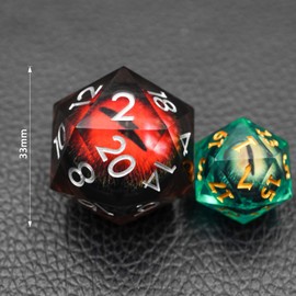Dungeons and Dragons DND Dice D20, Moving Eyeball Liquid Core Dice Set D&D 33MM Oversized D20 Single Sharp Edge Resin dice with Gift Case, Polyhedral Dice for Role Playing Game