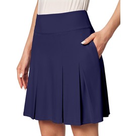 Ewedoos 20”Skort Golf Skirts for Women with Zip-Pocket Knee Length Skorts for Woman Casual Athletic Pleated Tennis Skirt