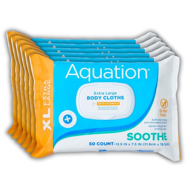 Aquation XL Body Cloth – 12.5x7.5" No-Rinse Cleansing Wipes with