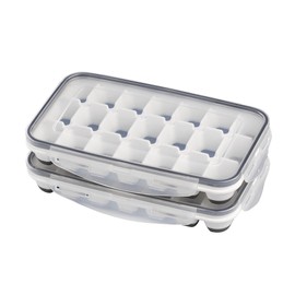 APS Set of 2 Ice Cube Trays with Transparent Lid for 21 Ice Cubes 4 x 2.5 x 3 cm