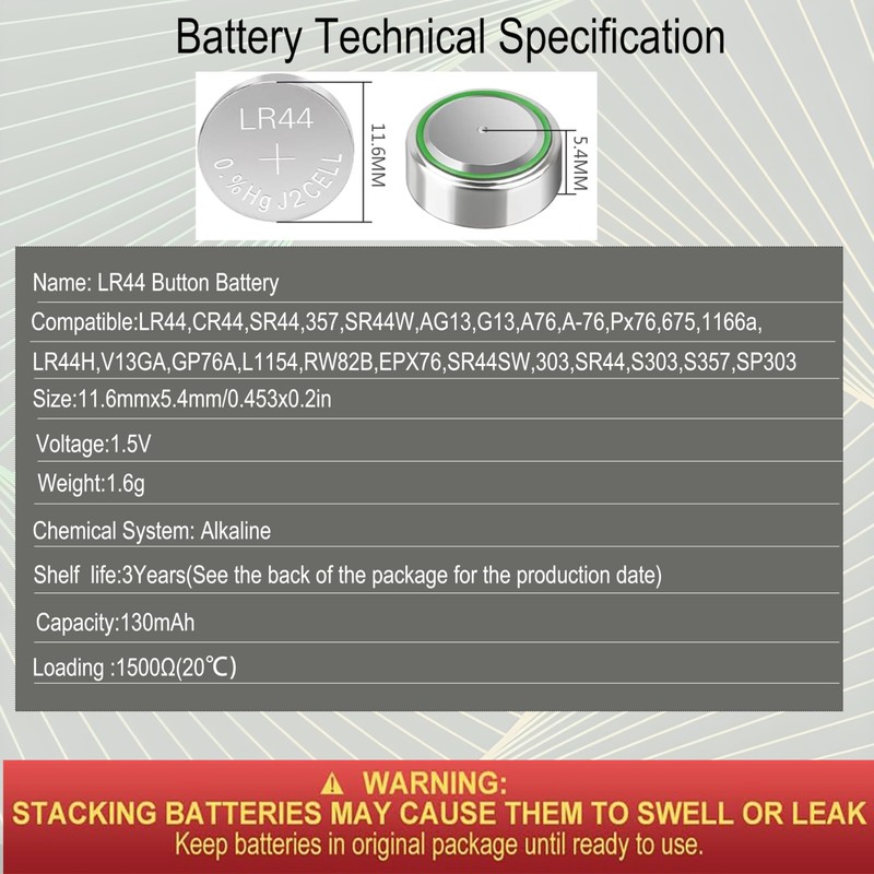 youchen LR44 15 Pack L1154F AG13 357 303 SR44 A76