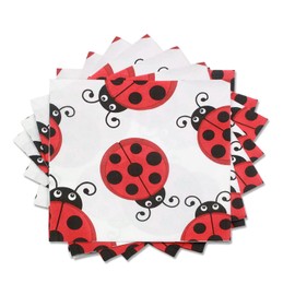 Dulousia Ladybug Napkins - Disposable Ladybirds Paper Napkins, Black Red Little Lady Beetle Party Supplies for Boys Girls Birthday, Baby Shower, Mother’s Day, Kindergarden Party 40count