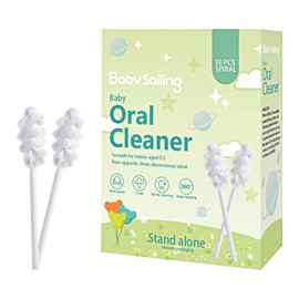 Foily 30-Pack Baby Tongue Cleaner Gauze – Gentle Newborn Oral Care, Disposable Toddler Tooth Brush for 0-24 Months Tooth Mouth Gum Clean (Spiral Style)