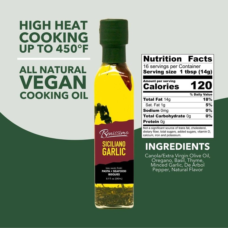Siciliano Herb Infused Oil, All Natural Gourmet Cooking Oil with