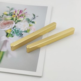 Pexintek 10 Pack Gold Modern Cabinet Handles 128mm(5 Inchs) Hole Centers Kitchen Bathroom bedrooms Study Furniture Door Vintage Pulls with Screws for Cupboards Drawer Wardrobe Dresser (Golden)