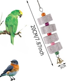 Armastuse Parrot Chewing Toy,4 Pcs Set Large Bird Chewing Toy, Parrot Beak Grinding Calcium Stone with Bells,Cage Toys,for All Kinds of Birds,Such As Parrots, Cockatoos,Parakeets,Macaws