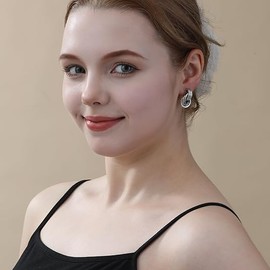 Chunky Gold Earrings For Women, Gold Knot Geometric Dangle Earrings Trendy (Style 2 Silver)