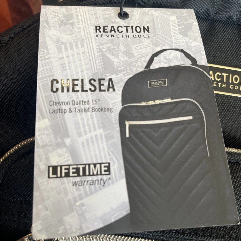 KENNETH COLE REACTION Chelsea Chevron Laptop Backpack Black 15” Laptop