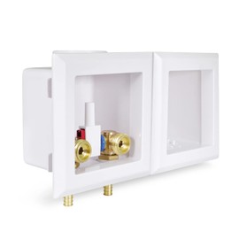 Highcraft Washing Machine Outlet Box Double Interlocking Universal Utitliy Outlet Valve Box for Ice Makers, Gas Valves, Air Admittance Valves and Washing Machine, 1/2" PEX Expansion Connection