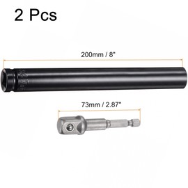 TA-VIGOR 1/2" Drive Socket Accessory Set, 17mm 6-Point Deep Impact Sockets 8" Length and 1/2" to 1/4" Hex Shank Adapters, Heat-Treated CR-V Steel Socket Adapter Accessory Set Kit for Hex Bolts Nuts