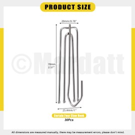 Mardatt 30Pcs Stainless Steel Pinch Pleat Curtain Hooks, 4 Prongs Pinch Pleat Hook Clips Pleated Drapes Traverse 4 End Hooks Drapery Hook for Window Bathroom Home and Kitchen Curtain