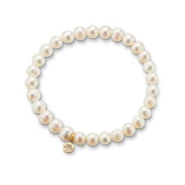 Palas Jewellery Women's Pearl Energy Gem Stretch Bracelet, Pearl