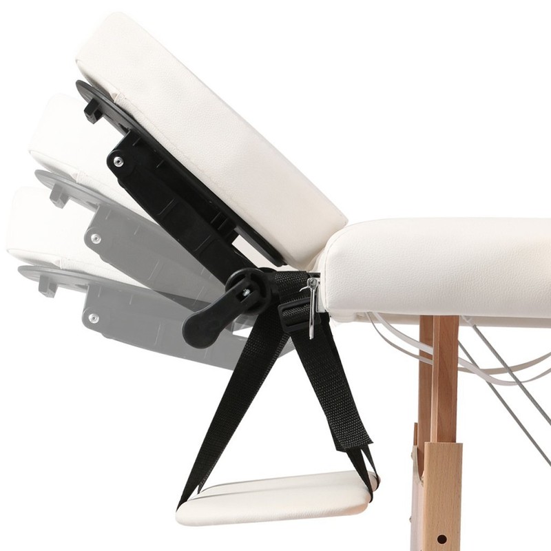 vidaXL Cream White Foldable Massage Table with Solid Wood Frame