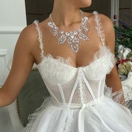 Ever Faith Chunky Statement Collar Necklace for Women Girls Rhinestone Crystal Vintage Costume Jewelry Clear Silver-Tone