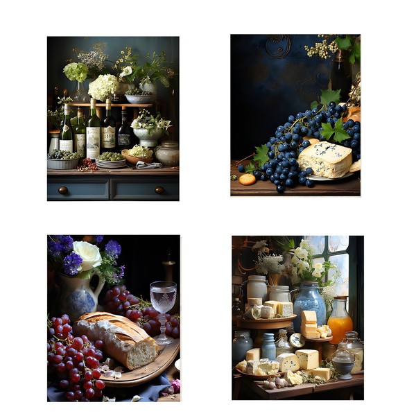 Twisted R Design Set of 4 8x10 French Wine and