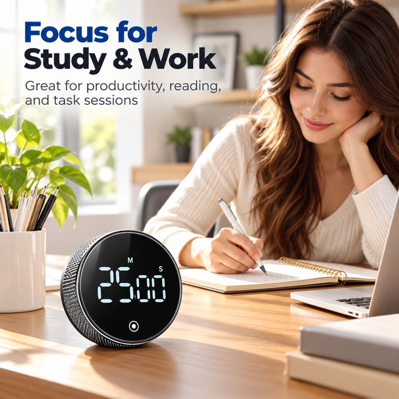 Magnetic Rotary Kitchen Timer – Battery-Free Count Up & Countdown