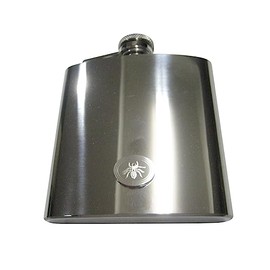 Silver Toned Oval Etched Tarantula Spider Bug Insect 6 Oz. Stainless Steel Flask