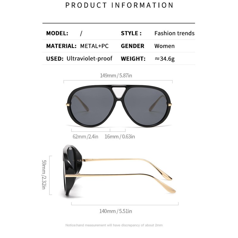 IKANOO Oversized Aviator Sunglasses for Women Men Trendy Large Big