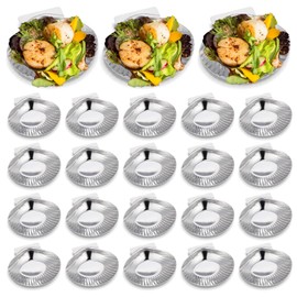 Baderke 24 Pcs Grillable Shells Stainless Steel Reusable All Purpose Grillable Large Scallop Shells Grilling Pan Baking Dish for Make Oysters Baked Clams Clam Scallop Seafood, 3.2 Inch