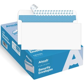 Aimoh #10 Security Self-Seal Envelopes - 1 Case - 5 Packs - 2500 Envelopes, Windowless, Security Tint Pattern, Quick-Seal Closure - EnveGuard - Size 4-1/8 x 9-1/2 Inches - White - 24 LB (34010-CS)