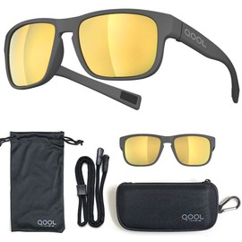 QOOL TIMES Living out your F11 HD Polarized Gold lens Casual sport Sunglasses Men Women Running