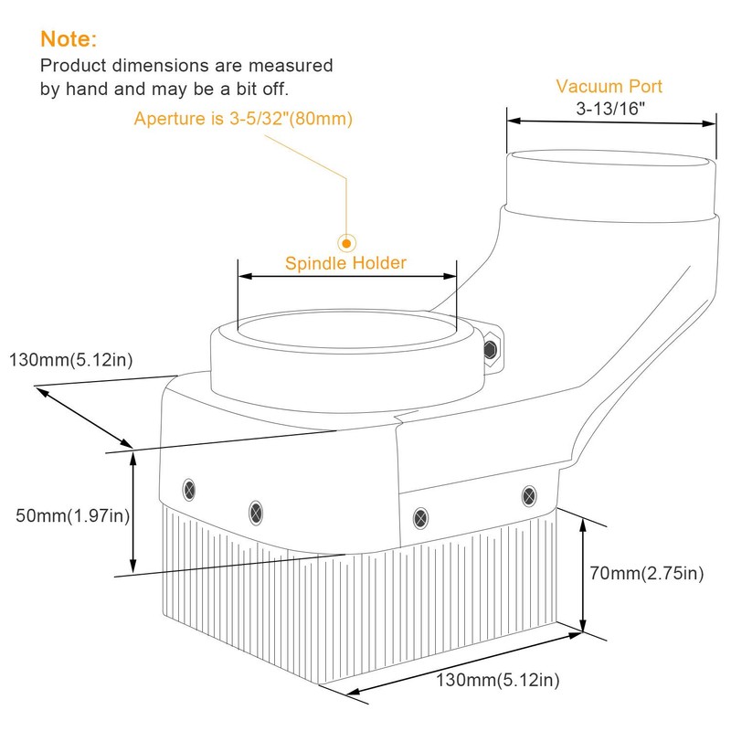 Daedalus NL330 - zapato de polvo CNC, 80 mm, color