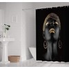 NTETSN Black Afro Girl Shower Curtain, Black Girl Golden Lips