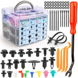725Pcs Car Push Retainer Clips & Auto Fasteners Assortment - 23 Most Popular Sizes Bumper Fender Rivet Kits + 1 Fastener Removal Tool, Universal for Toyota, GM, Ford, Honda, Acura, Chrysler