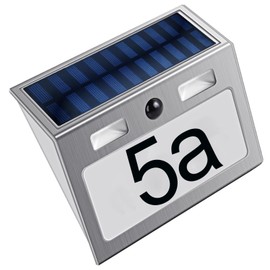 Hopelit Solar House Number, House Number, Illuminated Solar with Motion Sensor and LED Lighting, House Number Solar Illuminated IP44 Waterproof, Solar House Number with Numbers, Letters