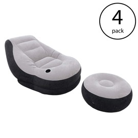Intex Inflatable Ultra Lounge Chair With Cup Holder And Ottoman Set (4 Pack)