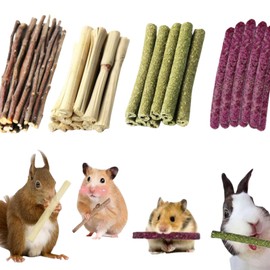 Kleintiere Kauspielzeug,Timothy Heu Sticks,Kaninchen Kauspielzeug,Apfel Kaustangen,Zähneknirschspielzeug,Timothy Heu Sticks für Kaninchen,Meerschweinchen,Hamster,Chinchilla,Häschen Leckerli,50pcs