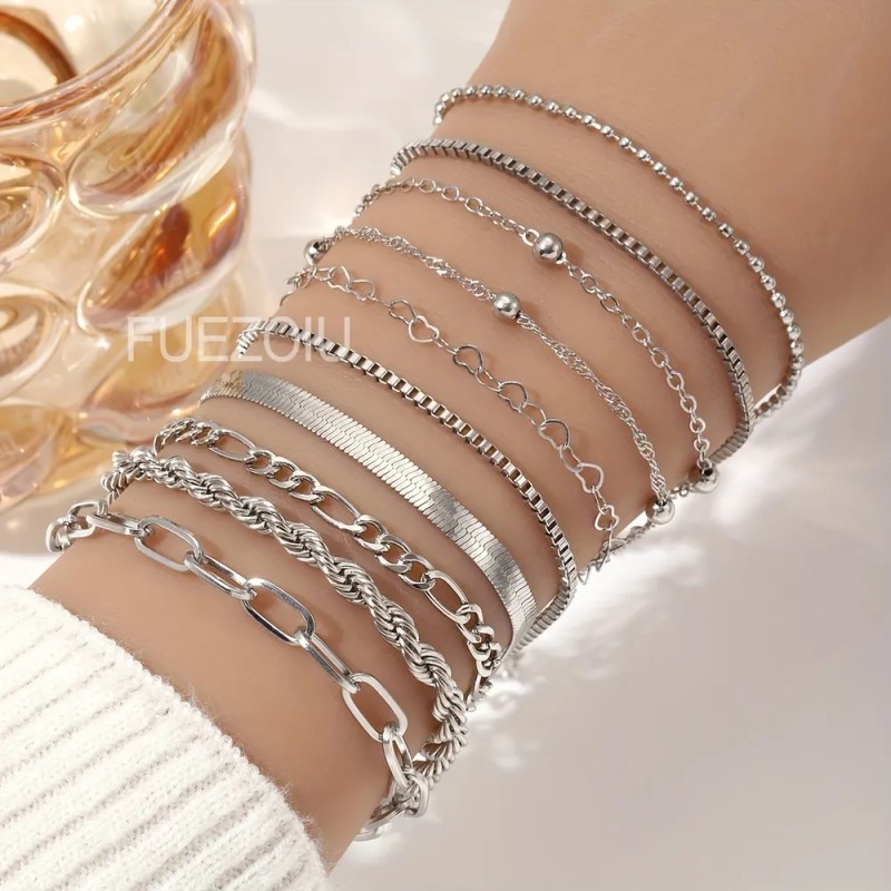 FUEZOIU Kit 12 Pulseras Joyeria Acero Inoxidable Mujer Hombre San