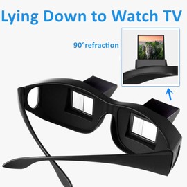 Mirmogo Lazy Glasses Bed Prism Glasses, Horizontal High Definition Reading Glasses for Laying Down Reading and Watching TV (Black)