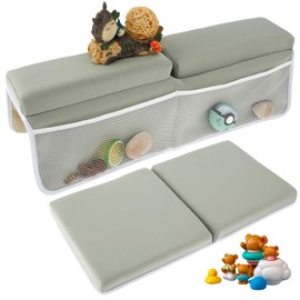2Pcs Baby Bath Kneeler and Elbow Rest Pad Set Comfortable Foam Bath Kneeling Pad Anti-Skid Bath Tub Elbow Pad with 4 Organizer Pockets Washable Baby Bath Cushion for Toddler Kids