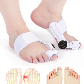 Hallux Valgus Correction Set for Men and Women, Bunion Corrector for Large Toes, Hallux Valgus Splints, Adjustable Button Splints, 2 x Toe Separators, 2 x Mounting Brackets for Toes, 2 x