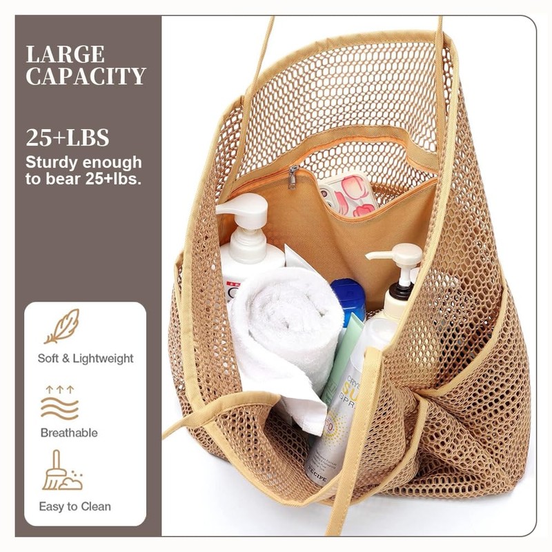 Beach Bag,Mesh Beach Tote Bag,For Travel Family Pool,Vacation Cruise Essentials