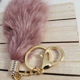 Tail Fur Tail Keychain Light Brown, Brown Grey Colors for Good Luck - Brown