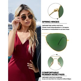 Pro Acme Pilot Sunglasses Women Men 100% Real Glass UV400 Lens Classic Sunglasses UV400 Protection, A3 Gold G15