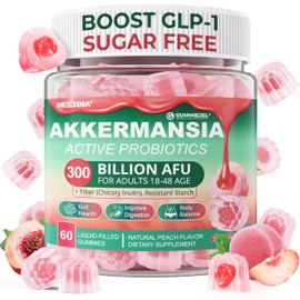 Akkermansia Probiotics Gummies with Prebiotics Fiber, 300 Billion AFU Akkermansia Muciniphila, with Polyphenol Fruits, Resistant Starch, Vitamin A D3 B2 for Metabolism, Digestive & Gut Health, 1Pack