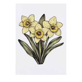 ' Three Daffodils' Temporary Tattoo - Water Resistant, Skin-Safe, Non-Toxic Transfer (TO00082797)
